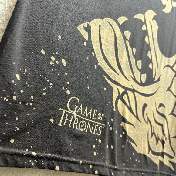 Y2K Game of Thrones Shirt Mens Large Black Stark Direwolf All Over Print Alstyle - Picture 2 of 6